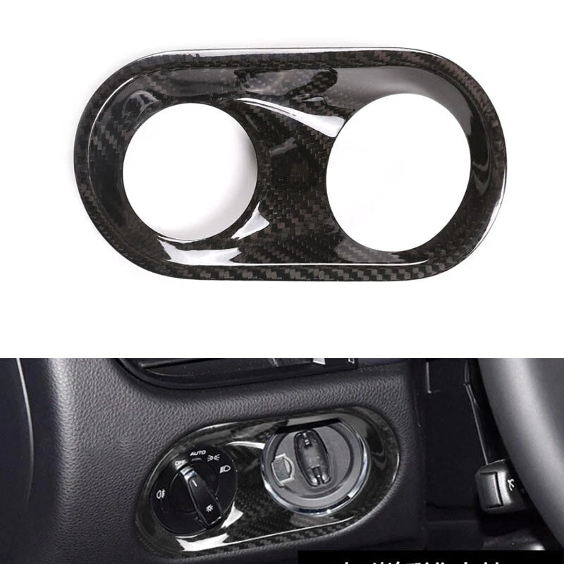 Real Carbon Fiber Headlight Switch Buttons Cover Trim Fit For Macan 2015-2020