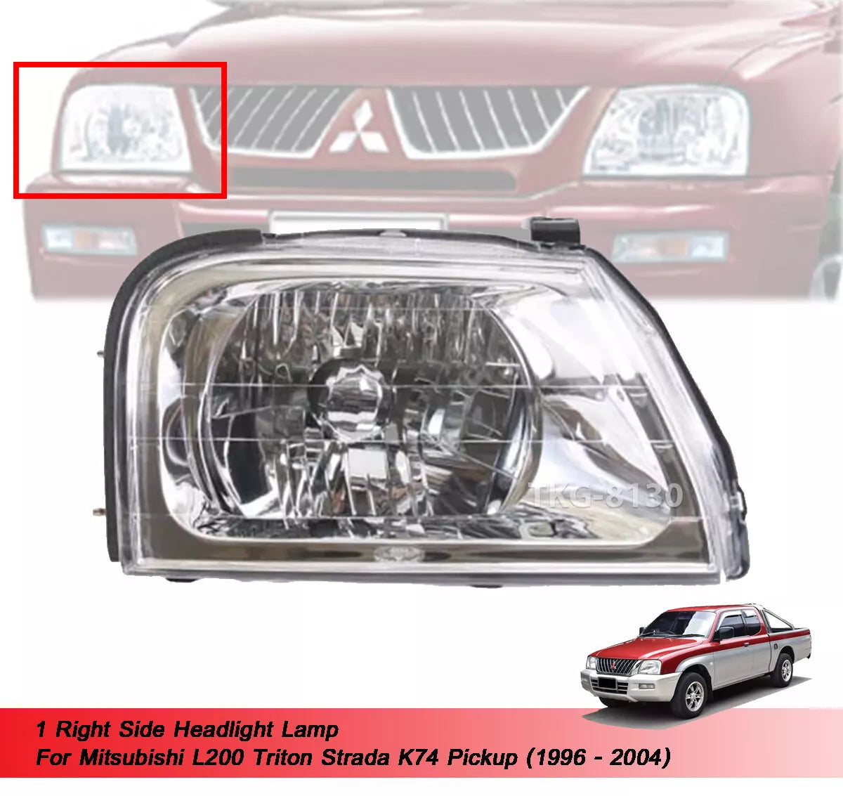 Right Side Headlight for Mitsubishi L200 Triton K74 (1996-2004)