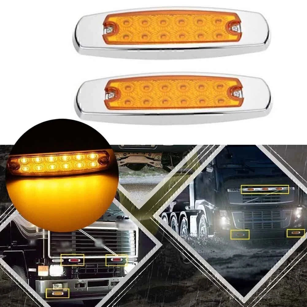 Amber 12 LED Sealed Side Marker Clearance Lights for Trailer