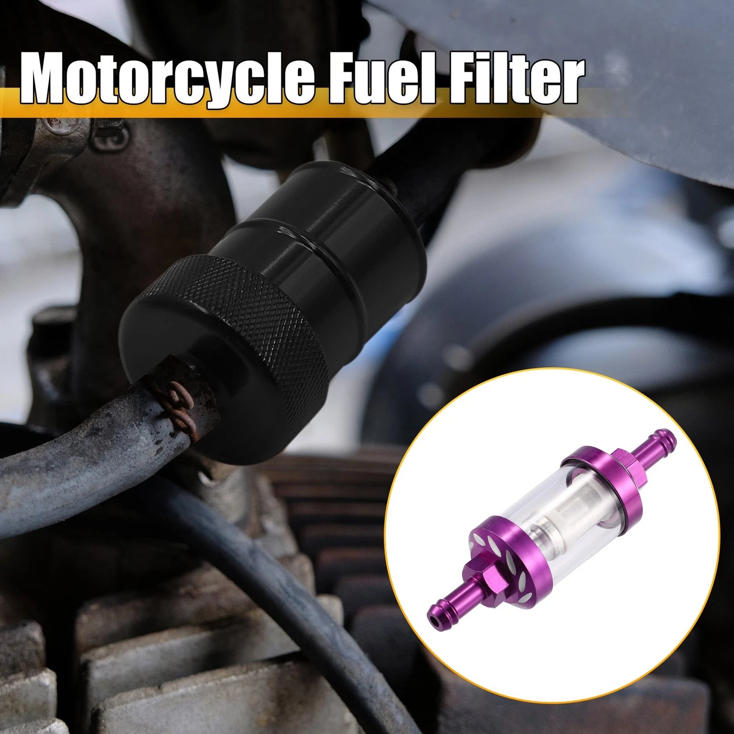Purple Fuel Filters Engine Inline Gas Fuel Line Filter for Motorbike Dirt Bike