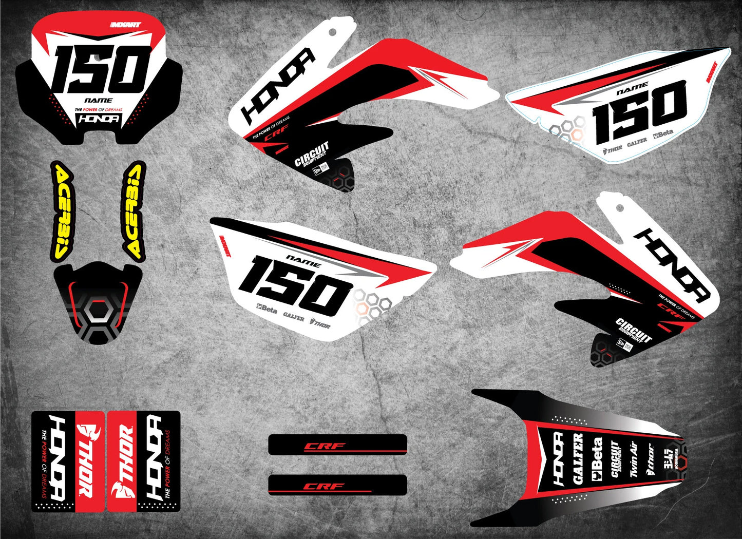 Custom Graphics Full Kit for Honda CRF80 2011-2020 Stickers