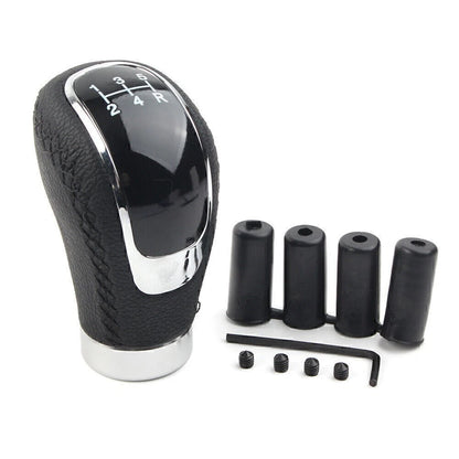5 Speed Universal Leather Gear Shift Lever Head for Car - Black