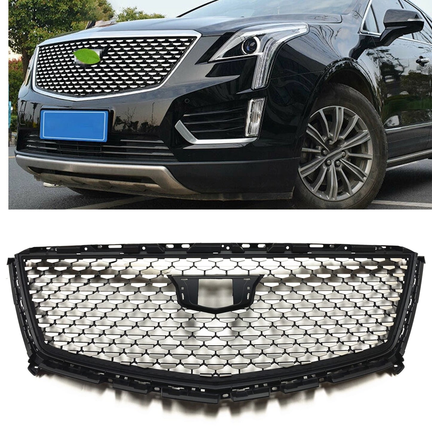 1x Silver Front Upper Grille Cover for Cadillac XT5 (2016-2023)