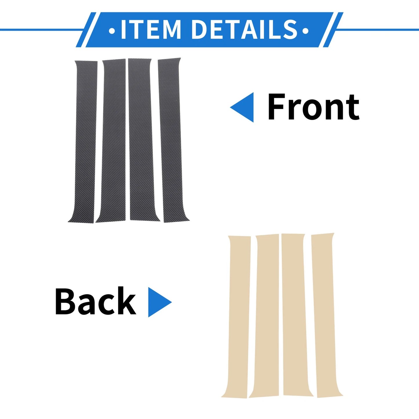 4pcs Door Pillar Window Trim for GMC Canyon (2004 - 2012) Carbon Fiber