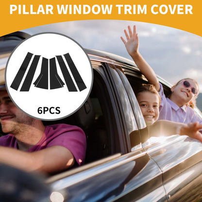6 Pcs Black Door Pillar Window Trim for Honda Fit (2013-2019)