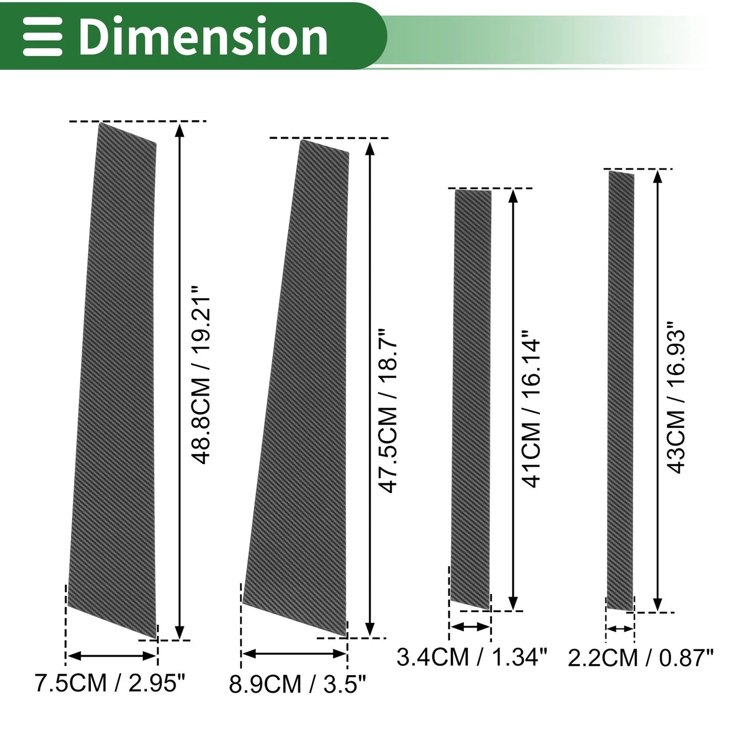 8 Pcs Door Pillar Window Trim for BMW X3 Carbon Fiber Black (2003-2010)