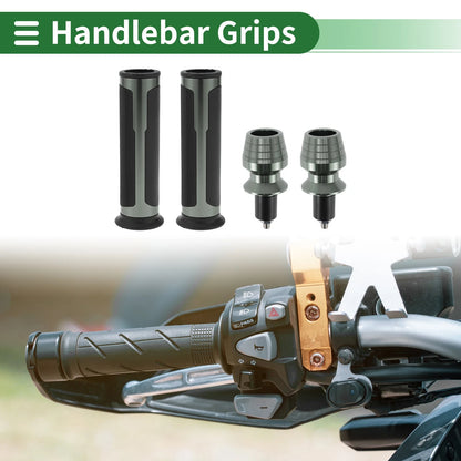 7/8" 22mm Hand Grips Rubber Titanium Tone for Motorcycle