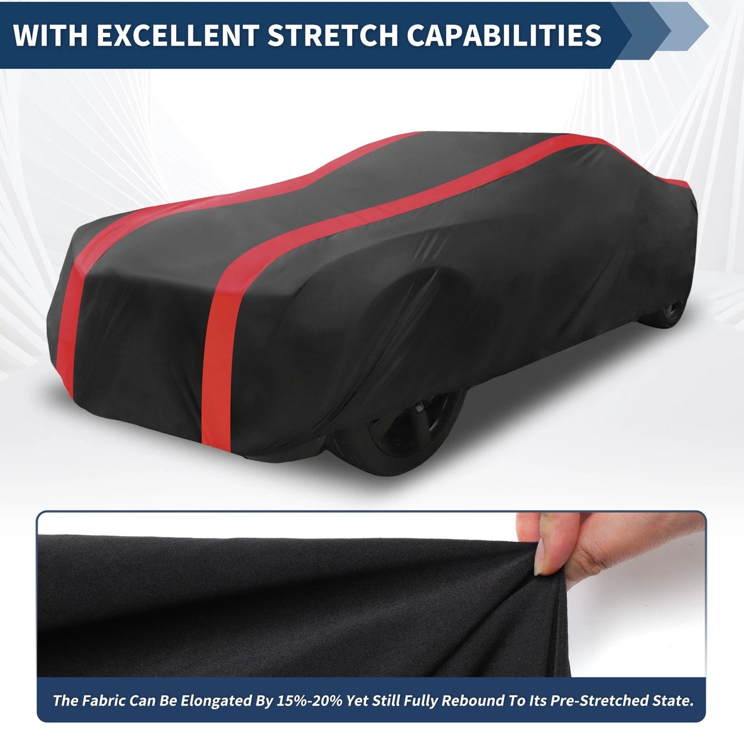 Car Cover Waterproof All Weather for Chevrolet Camaro Black Red Fabric