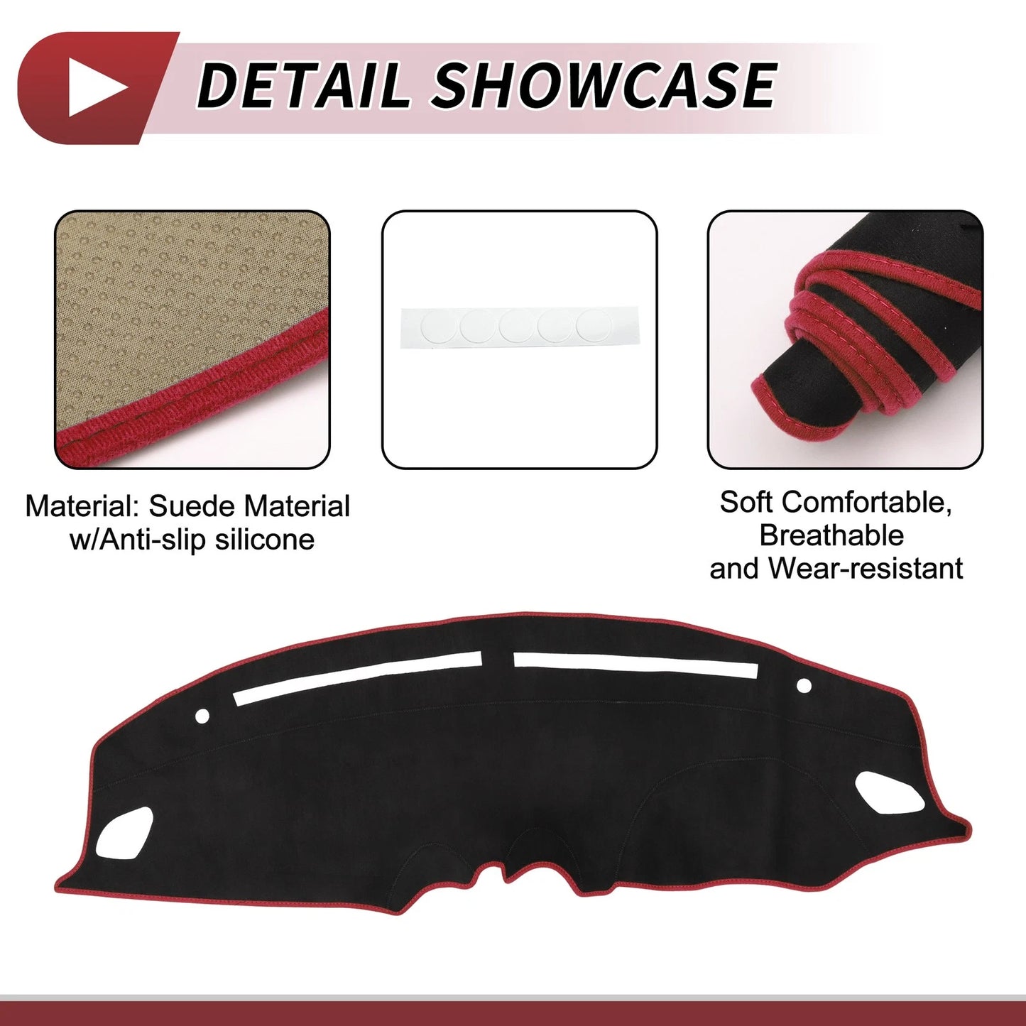 Dash Cover Mat for Suzuki Swift ZC33S/13S/53S/C83S (2018-2024) Black Red
