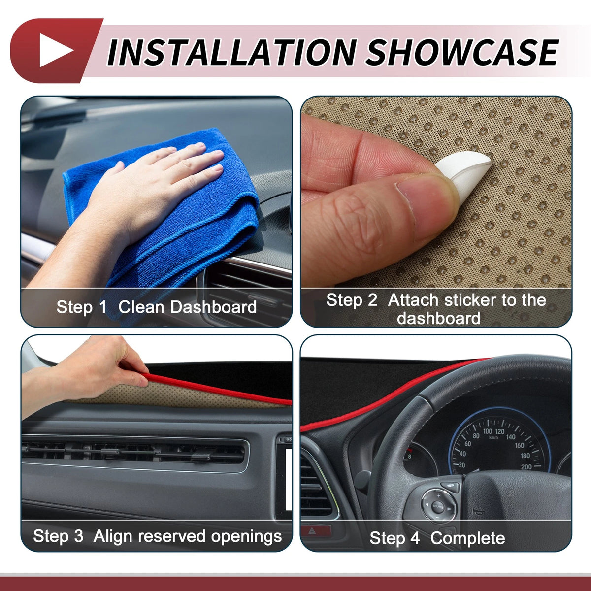 Dashboard Cover Mat for Toyota Roomy Tank 2016-2020 Protector Pad Black Red