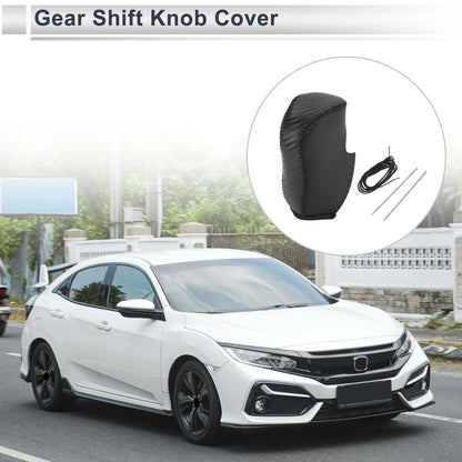 Car Gear Shift Knob Cover Black Faux Leather for Honda Civic (2012-2014)