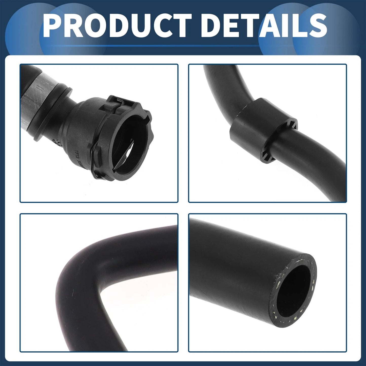 Heater Hose for BMW X3 E83 3.0L L6 (2007-2010) - Rubber Black
