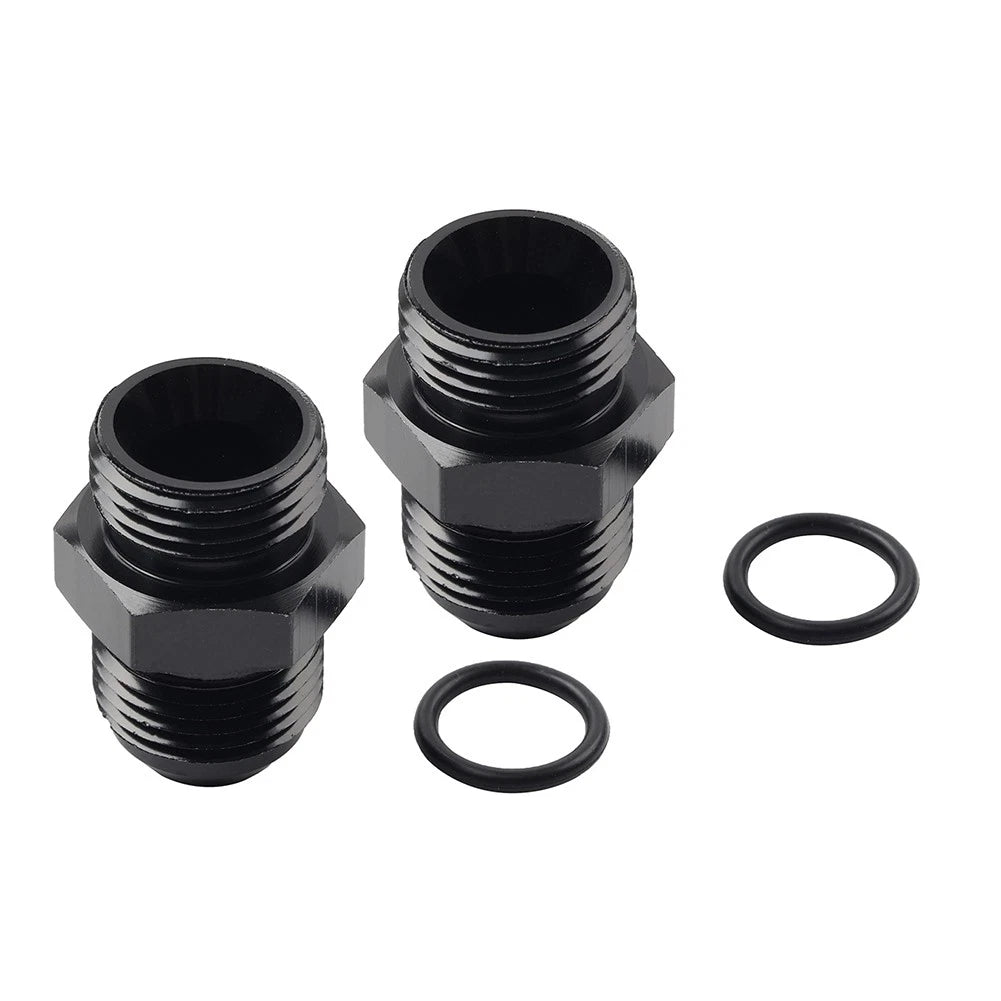 Black Aluminum AN8 Flare to 10AN ORB Male Fitting Adapters with O-Rings