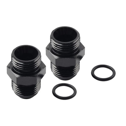 Black Aluminum AN8 Flare to 10AN ORB Male Fitting Adapters with O-Rings