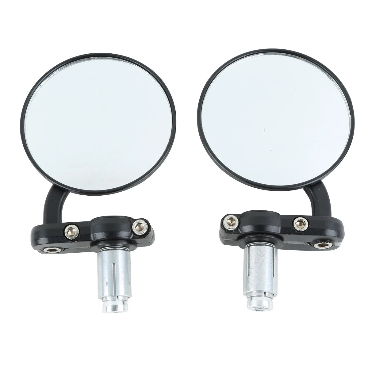 Black Handle Bar End Rearview Mirror 3" Round 7/8" for BMW Harley Honda Suzuki