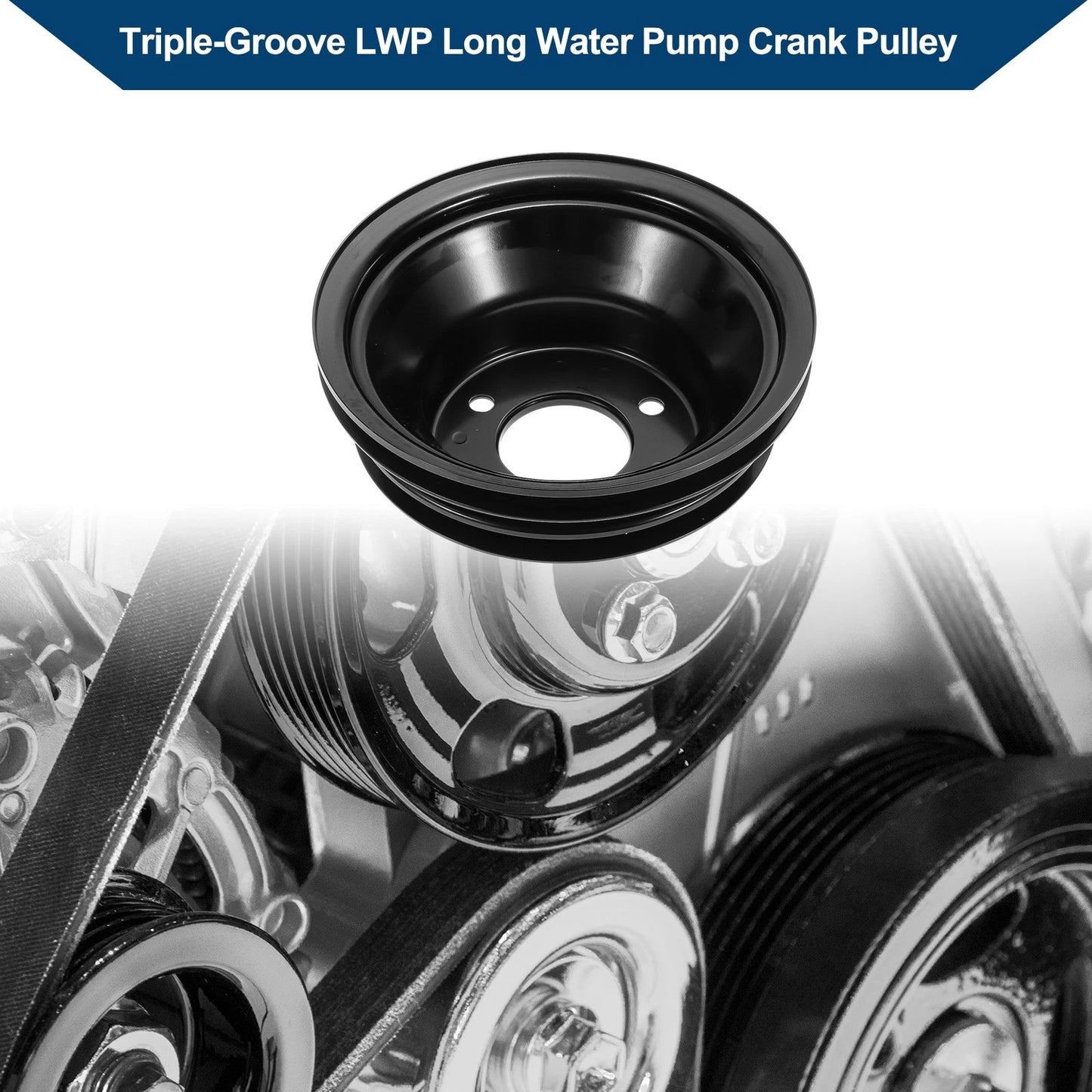 Triple-Groove LWP Long Water Pump Crank Pulley for Chevy Big Block 396 427 454