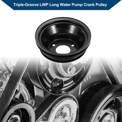 Triple-Groove LWP Long Water Pump Crank Pulley for Chevy Big Block 396 427 454