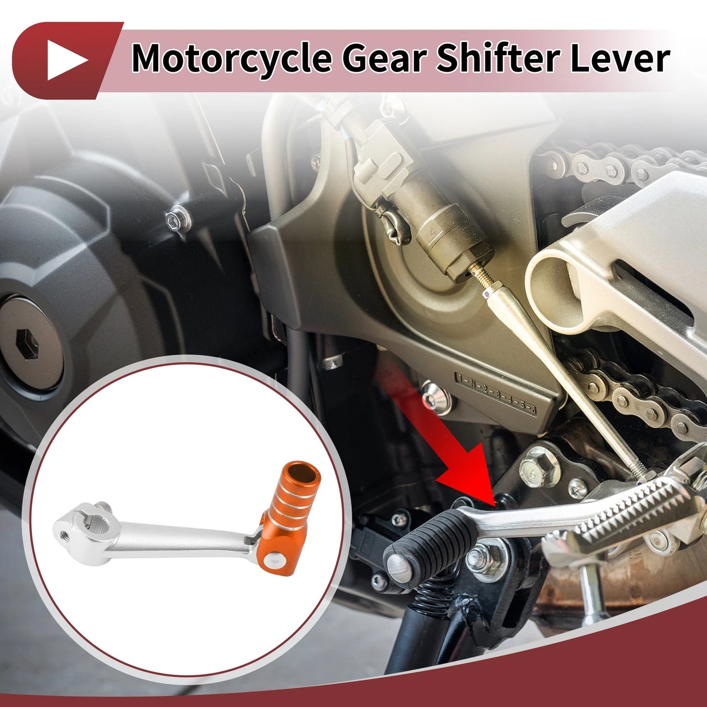 Folding Gear Shift Lever Silver Tone Orange for Bosuer M5