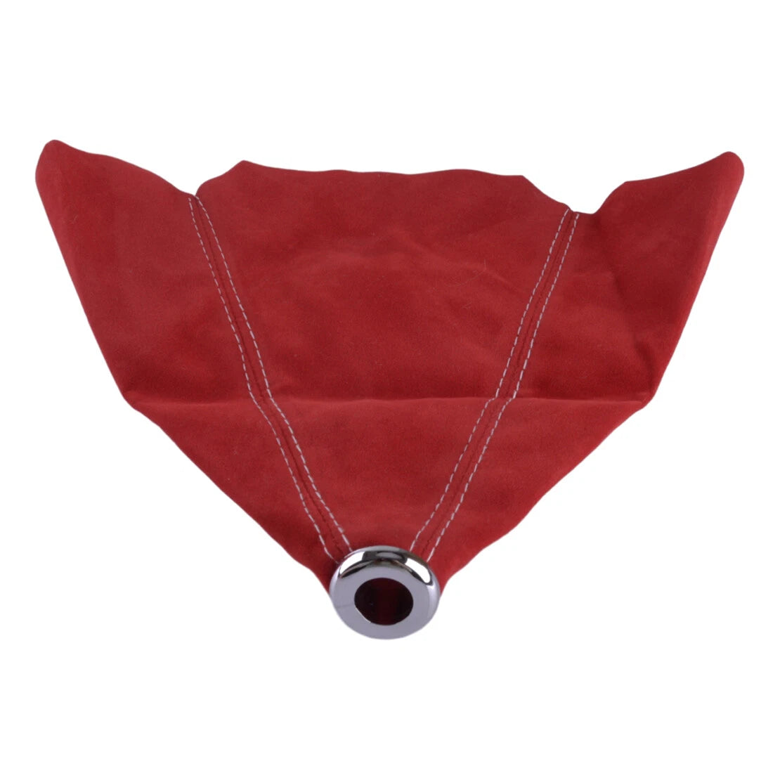 Universal White Stitch Red Suede Leather Shift Knob Boot Cover for Car
