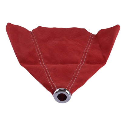 Universal White Stitch Red Suede Leather Shift Knob Boot Cover for Car