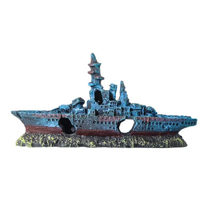 Fish Tank Landscaping Resin Warship Ornament for Aquarium Decoration Safe for Fish