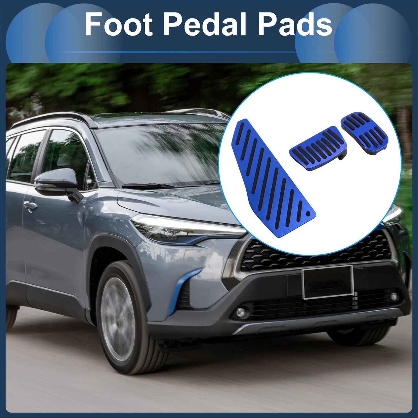 3 Pcs Automatic Foot Accelerator Pedal Covers for Toyota Corolla Cross Blue