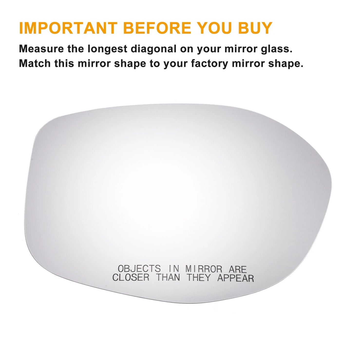 Right Side Heated White Mirror Glass for Honda Odyssey (2014-2017)