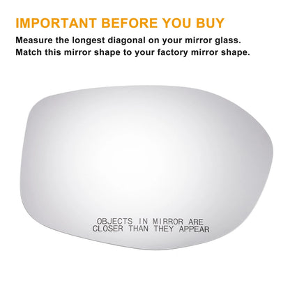 Right Side Heated White Mirror Glass for Honda Odyssey (2014-2017)