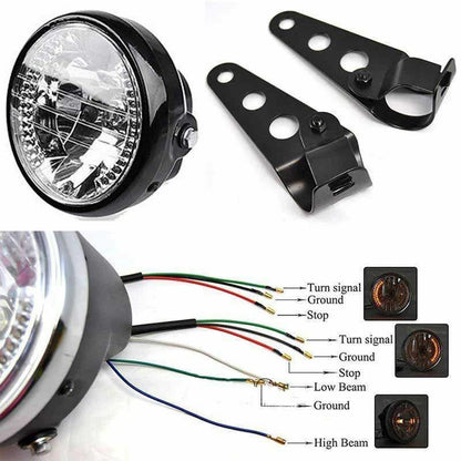 7" 35W Amber Headlight Turn Signal Light Mount Bracket for Harley Honda
