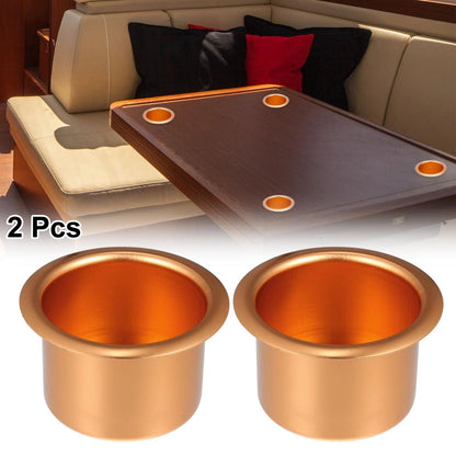 2 x Aluminum Alloy Universal Cup Drink Holder Gold Tone for Marine Boats RVs