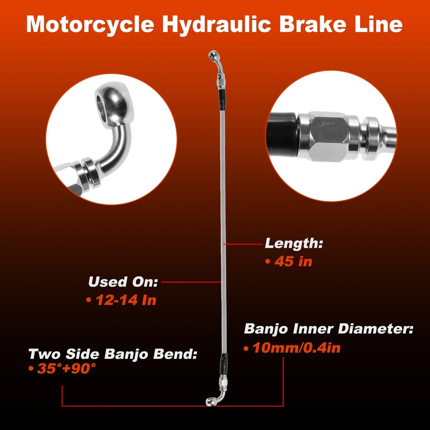 45In Hydraulic Front Brake Line for Harley Softail