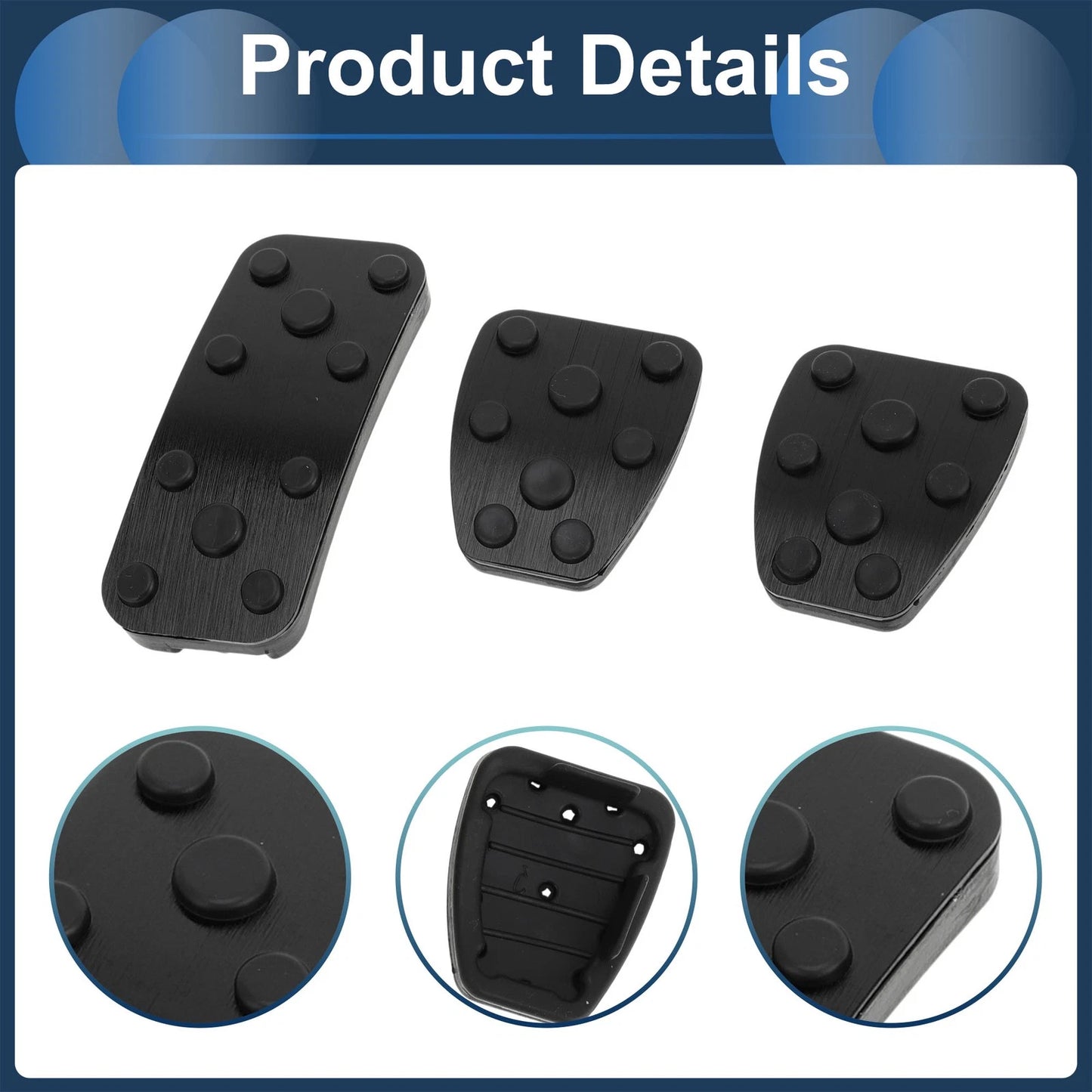 3 x Foot Accelerator Pedal Covers for Subaru Forester (2006-2018) Black