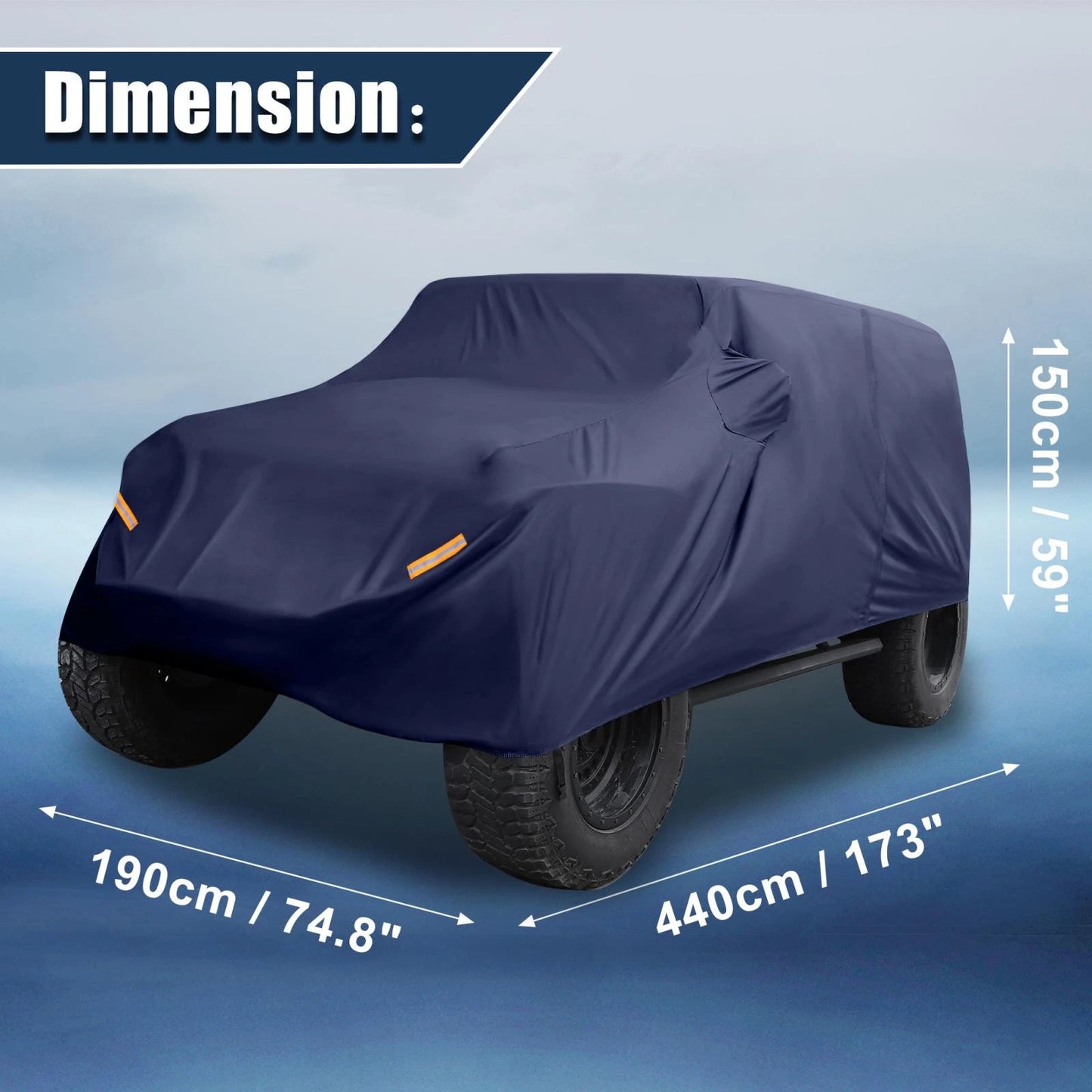 SUV Car Cover for Jeep Wrangler JK JL 2 Door 2007-2021 Waterproof Navy Blue