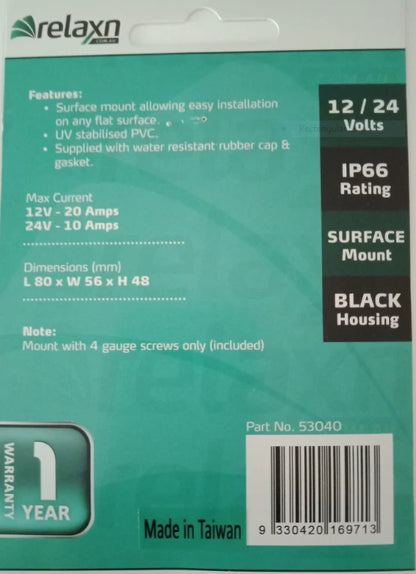 12V-24V Surface Mount Cigarette Socket Power Outlet for Boat/Caravan/RV