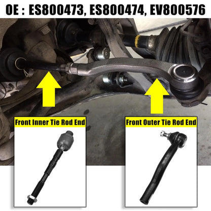 4 x Front Inner Outer Tie Rod End Link Kit for Lincoln MKX, Ford (2007-2015)