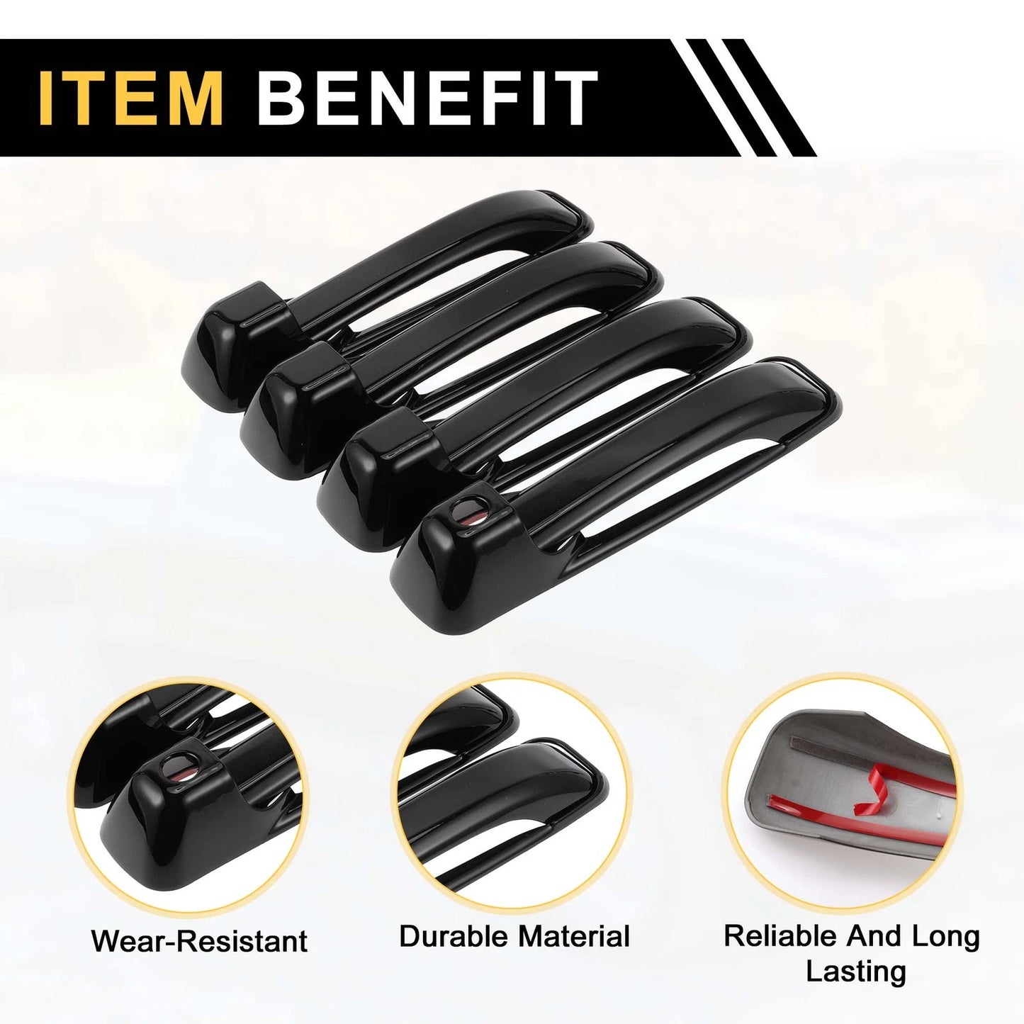 4pcs Exterior Door Handle Cover for Dodge Ram 1500 ABS Black (2009-2018)