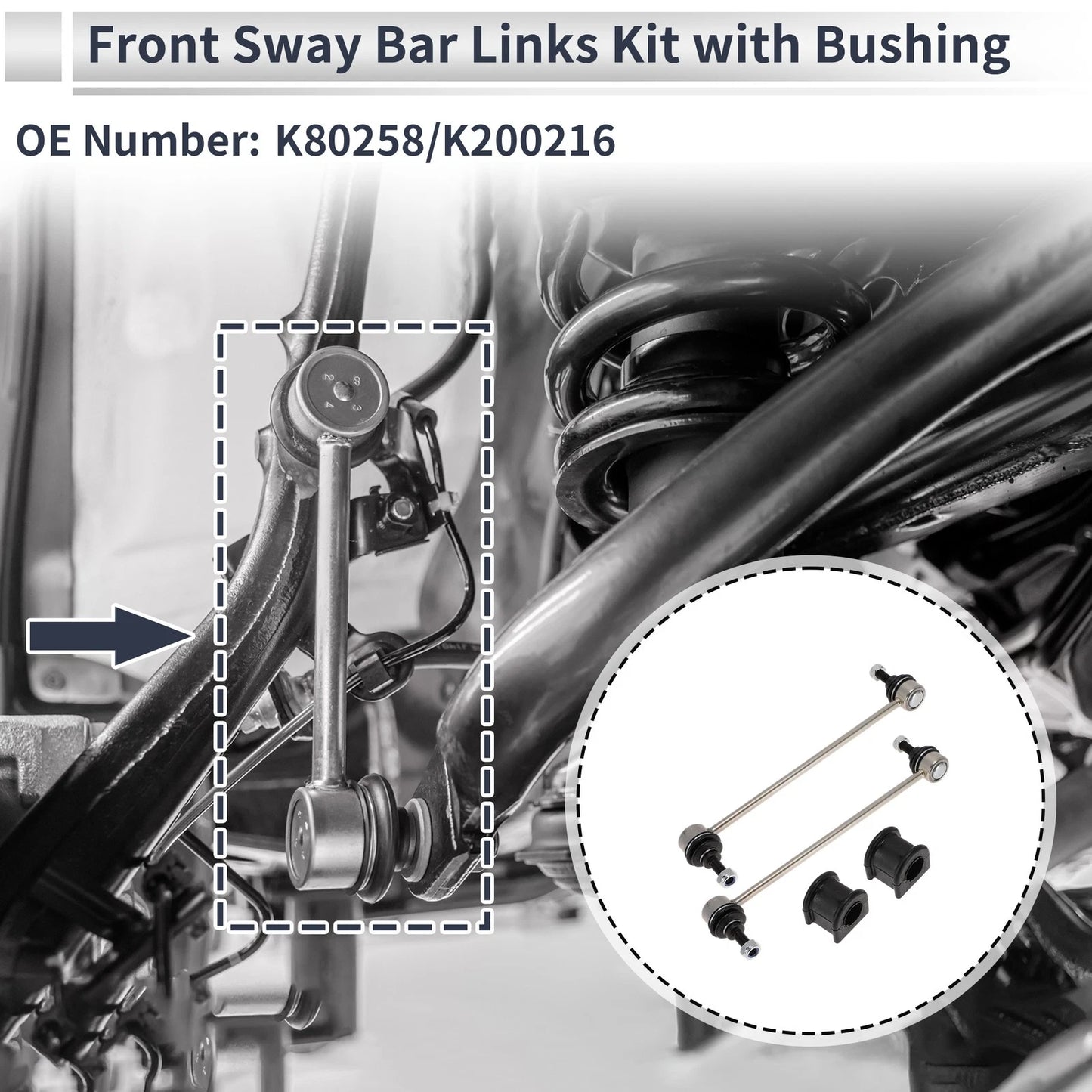 Front Stabilizer Bar Links 2 x Bushing for Jeep Patriot (2007-2017)