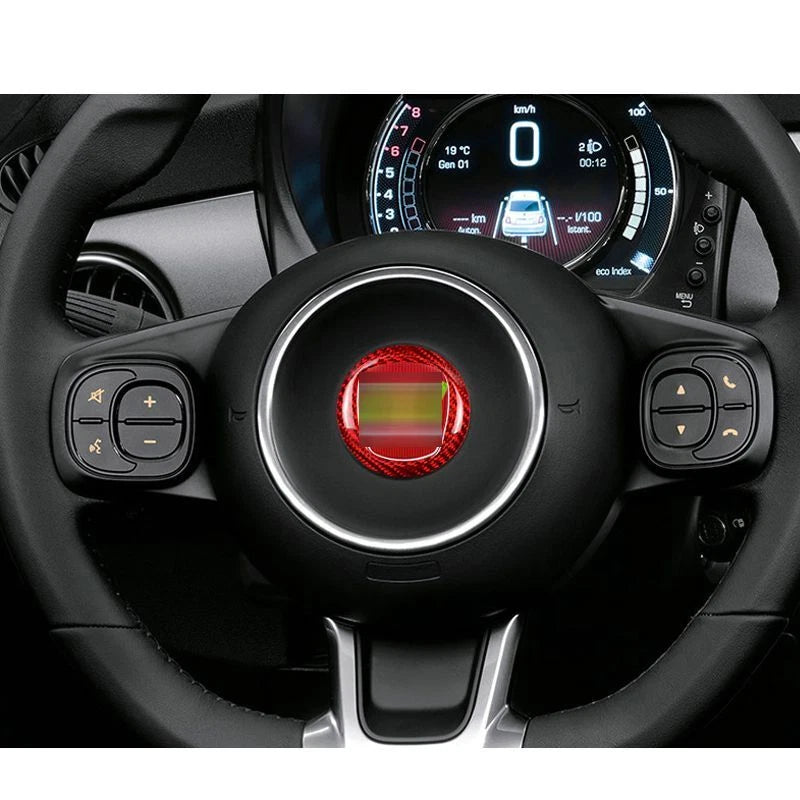 Dry Carbon Fiber Steering Wheel Logo Cover Trim for Fiat 500 2012-2019
