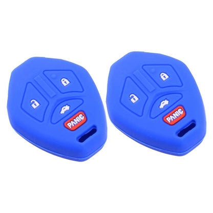 2 x Blue 4-Button Silicone Car Key Case Cover for Mitsubishi Galant (2004-2012)