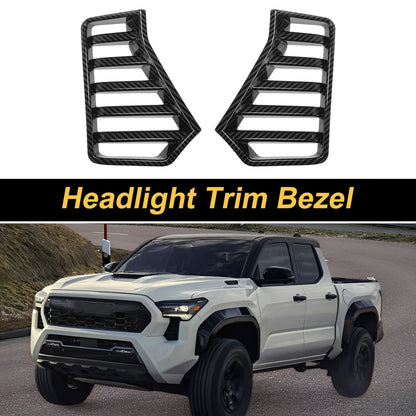 Front Left Headlight Trim Bezel Carbon Fiber Black for Toyota Tacoma(2024–2026)