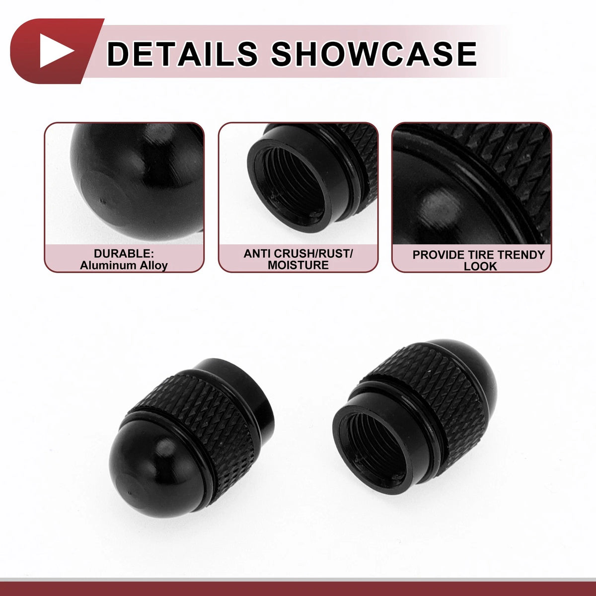 Mini Bullet Style Tire Valve Stem Caps Dust Covers Black for Car (All Years)