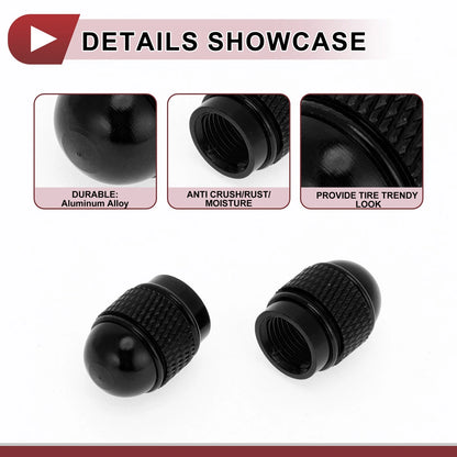 Mini Bullet Style Tire Valve Stem Caps Dust Covers Black for Car (All Years)