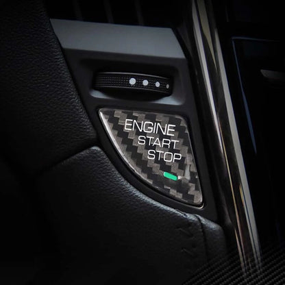 Real Carbon Fiber Engine Start Buttons Cover Overlay Trim Fit For Cadillac ATS