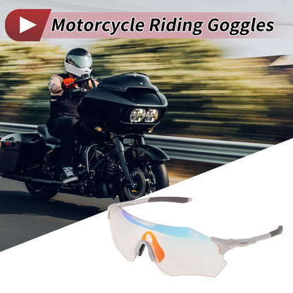 1 Set Motorcycle Riding Goggles Light Red Lens White Gray Frame PC TPU