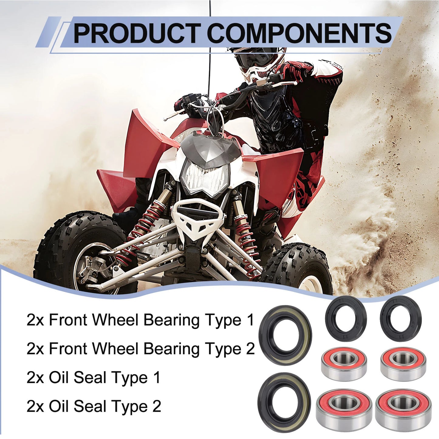 Front Wheel Bearings Seals Kit for Polaris Outlaw 450/500/525 IRS S