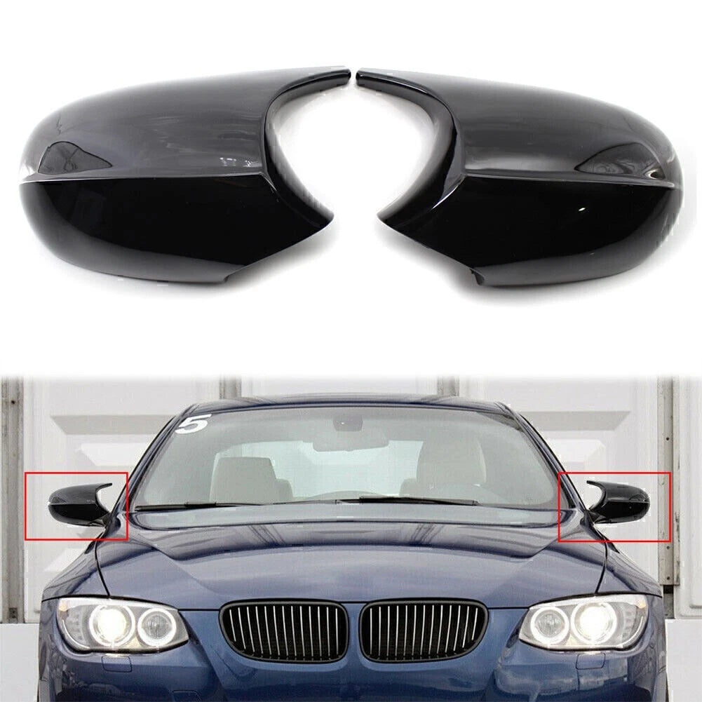 Gloss Black Side Rear Mirror Cover Caps for BMW E90 3 Series (2009-2011)