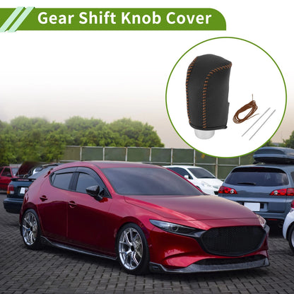 Mazda 3 Gear Shift Knob Cover 2014-2018 Pebbled Black Brown Faux Leather
