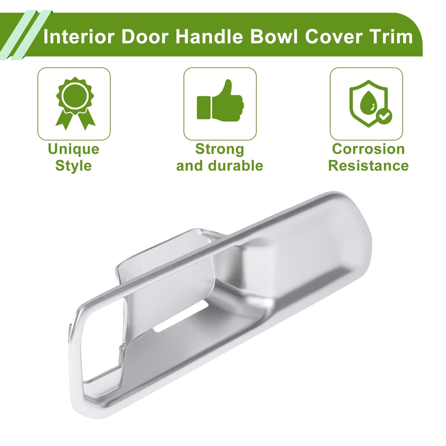 Silver Tone Interior Door Handle Bowl Cover Trim for Toyota Land Cruiser (2008-2021)