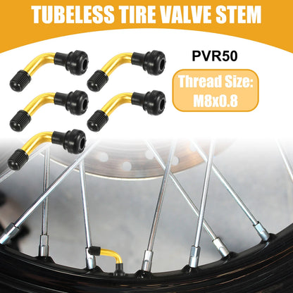 5 Pcs PVR50 Tubeless Tire Valve Universal for Cars Motorcycles Gold Tone