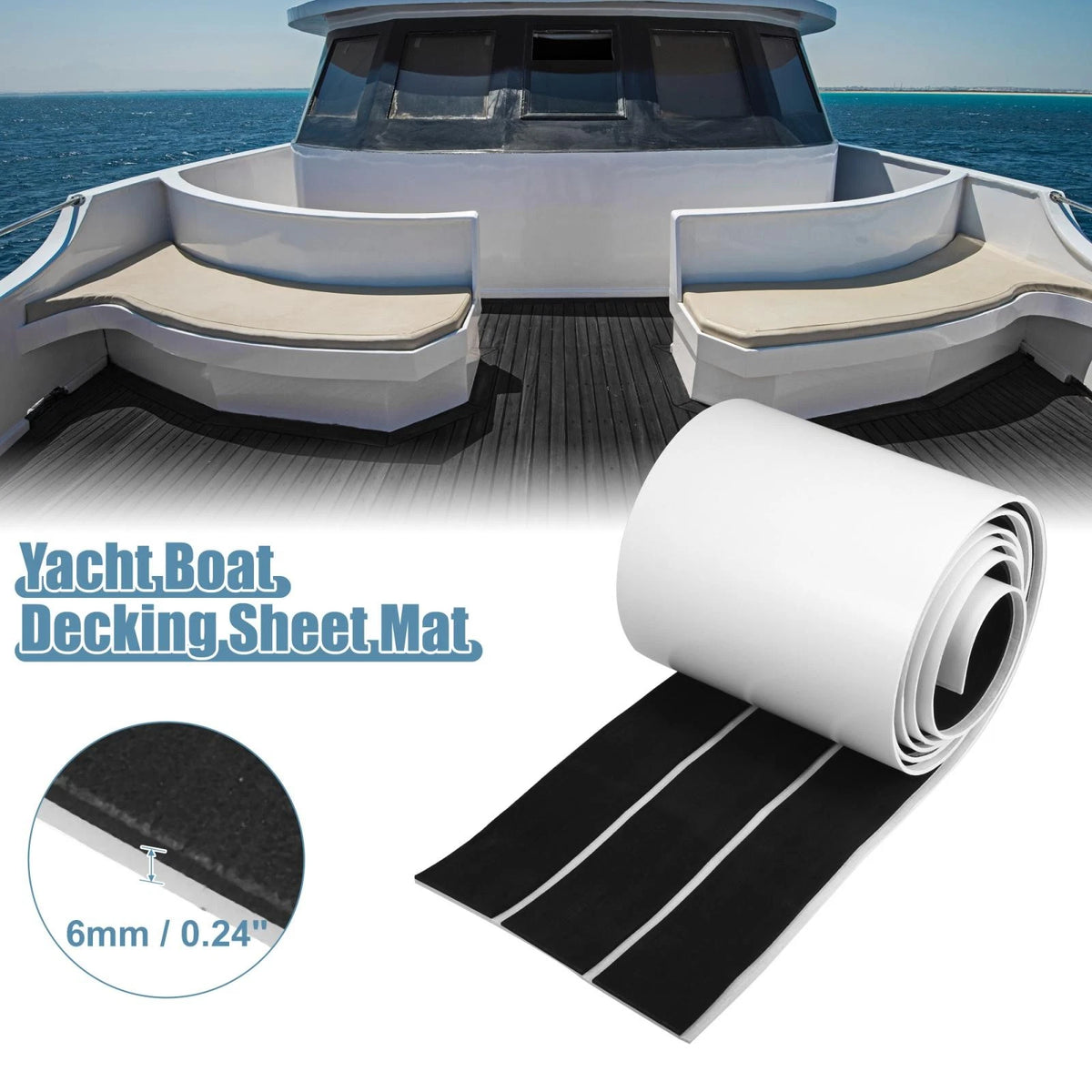 95"x7" EVA Faux Teak Decking Sheet Carpet Mat for Boat Yacht
